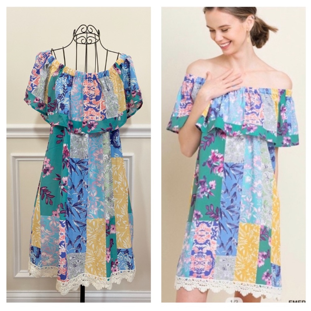 BLUHEAVEN Patchwork Boho Style Summer Dress